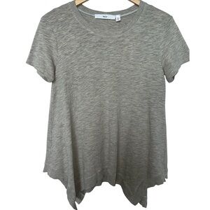 WILT Short Sleeve Slub Jersey Crewneck Tee Asymmetrical Hem Heather Grey Top XS